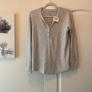 Gray Waffle Knit Henley Top